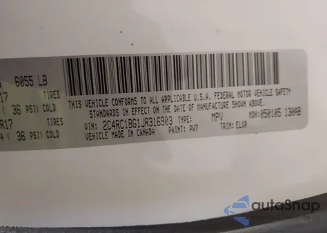 2018 Chrysler Pacifica Touring L z USA, uszkodzony, nr VIN 2C4RC1BG1JR316903